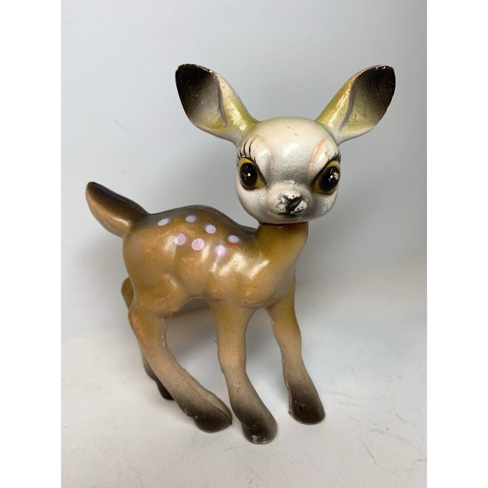 Vintage Christmas Deer Rubber Figure 7” Hong Kong Kitsch MCM Holiday Figure